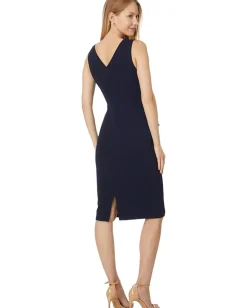 Betsy & Adam Short scuba crepe ruffle flower Navy Clearance