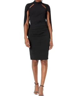 Women Betsy & Adam Short Scuba Drape Dress with Cutouts