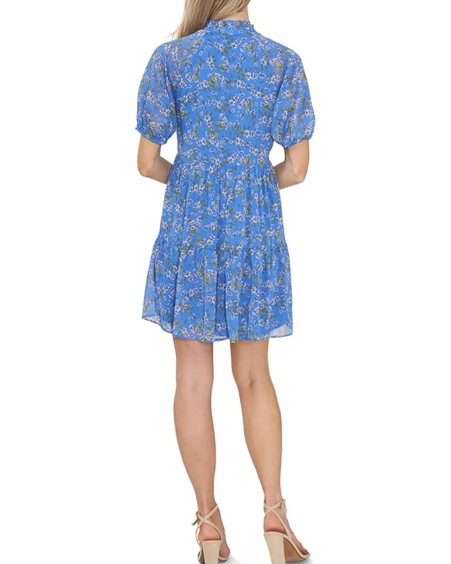 CeCe Short Sleeve Babydoll Dress Ocean Blue Outlet