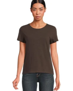 Lilla P Short Sleeve Back Seam Crewneck Espresso Best