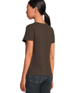 Lilla P Short Sleeve Back Seam Crewneck Espresso Best