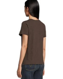 Lilla P Short Sleeve Back Seam V-Neck Espresso Sale