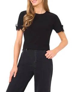 Women CeCe Short Sleeve Bow Sleeve Knit Top