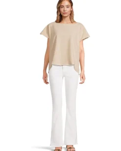 Mod-o-doc Short Sleeve Dolman Curved Hi-Lo Hem Top Sand Clearance