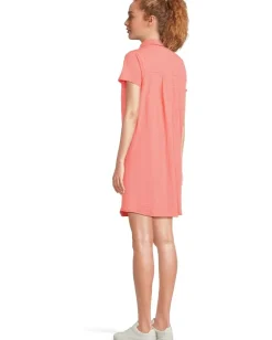 Mod-o-doc Short Sleeve Johnny Collar Dress Coral Bliss Sale