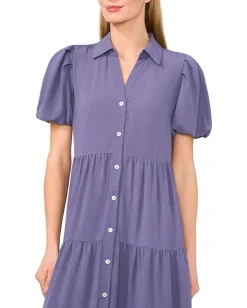 Women CeCe Short Sleeve Maxi Tiered Shirt Dress