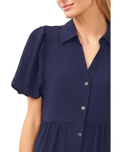 Women CeCe Short Sleeve Maxi Tiered Shirt Dress