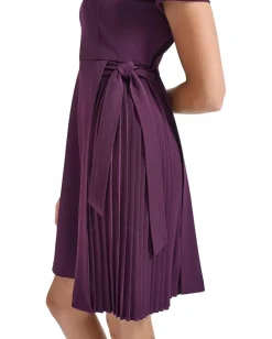 Calvin Klein Short Sleeve Pleated Aline Aubergine Sale