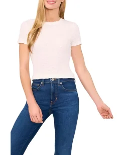 Women CeCe Short Sleeve Puckered Knit Baby Tee