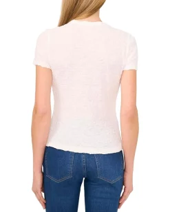 Women CeCe Short Sleeve Puckered Knit Baby Tee