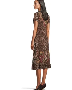 Women Johnny Was Short Sleeve Ruffle Hem Dress Malaya