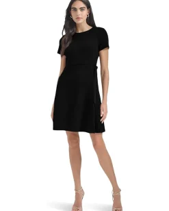 Women Calvin Klein Short Sleeve Side Pleat Dress
