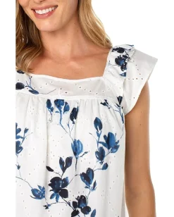 Liverpool Los Angeles Short Sleeve Square Neck Woven Blouse Indigo Rose Outlet