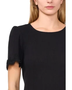 Women CeCe Short Sleeve Tee With Lace Sleeve Opening