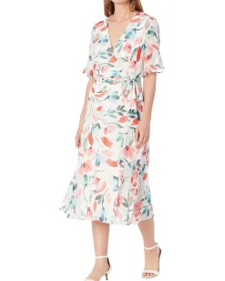Women DKNY Short Sleeve Tie Wrap Dress