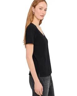 Mod-o-doc Short Sleeve V-Neck Boxy Tee Black