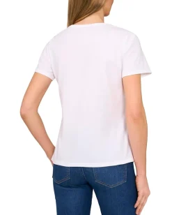 Women CeCe Short Sleeves Crew Neck Tee W/ Graphic Bows Print