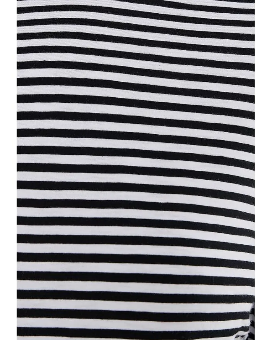Madewell Side Ruched Slub Long Sleeve Stripe Jet Black Sale