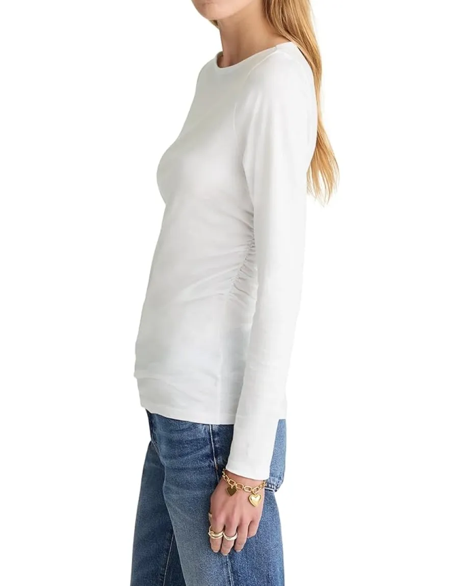 Madewell Side Ruched Slub Long Sleeve White Best