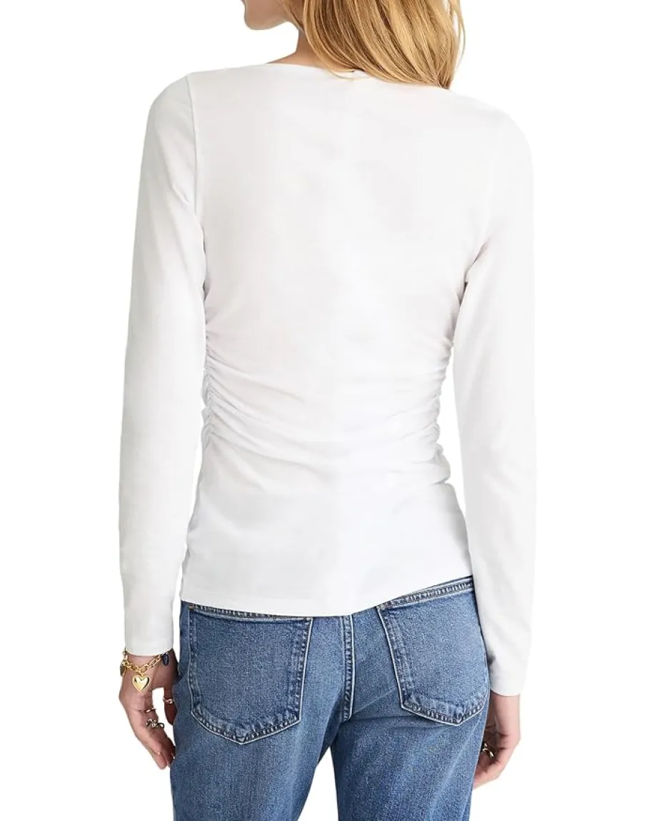 Madewell Side Ruched Slub Long Sleeve White Best