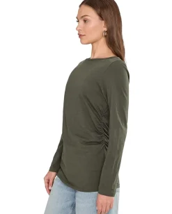 Women Madewell Side Ruched Slub Long Sleeve
