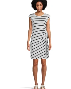 Sanctuary Side Tie T-shirt Dress White/Black Stripe 4 Online