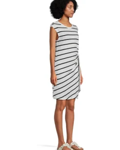 Sanctuary Side Tie T-shirt Dress White/Black Stripe 4 Online