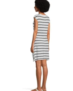 Sanctuary Side Tie T-shirt Dress White/Black Stripe 4 Online
