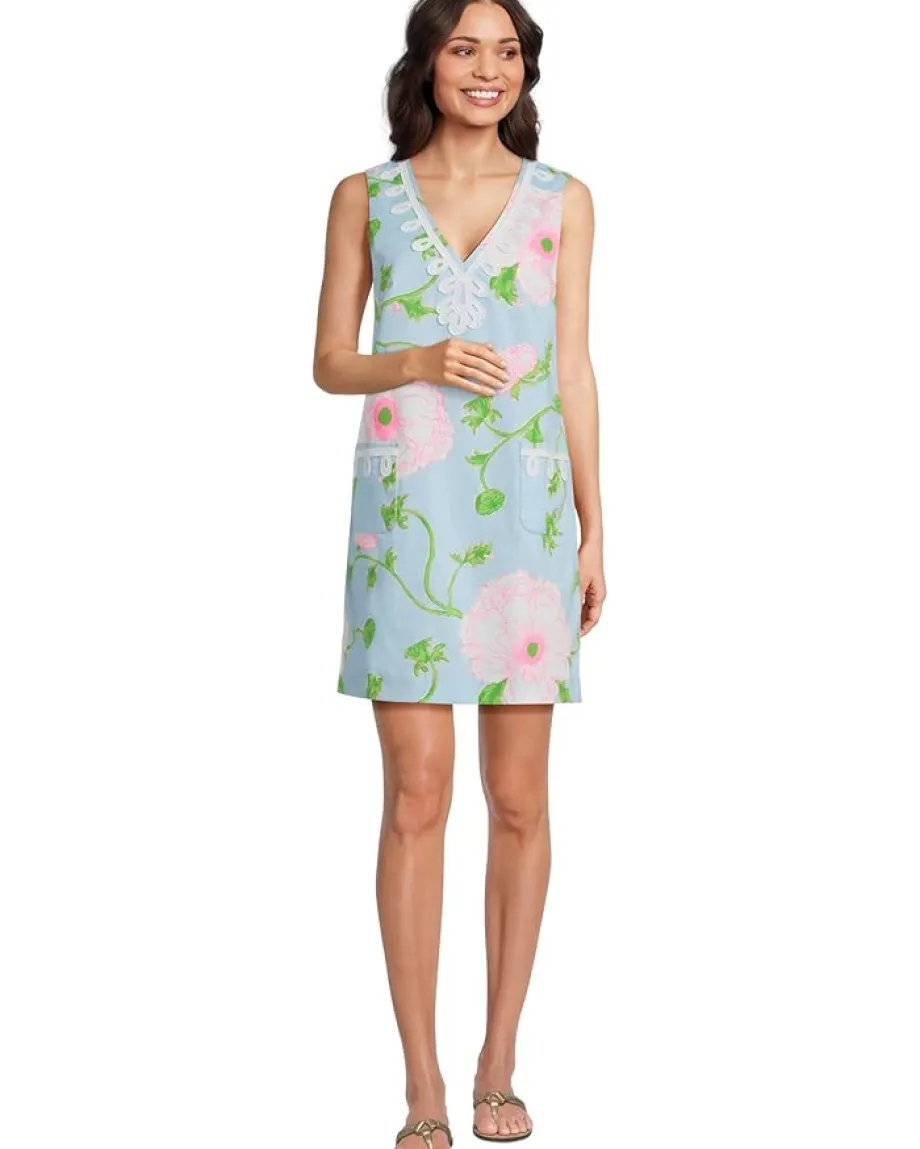 Lilly Pulitzer Sidonie Stretch Shift Fresh Water Blue Bursting Blooms Engineered Shift Discount