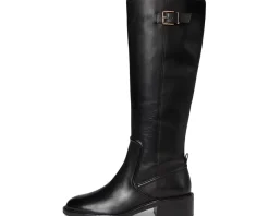 Cole Haan Silvana Tall Buckle Boots Black Leather Outlet
