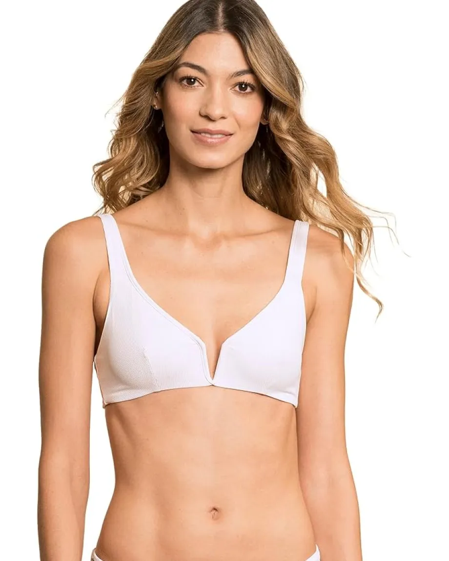 Maaji Simply Rib Victory V Wire Bralette Top White Clearance