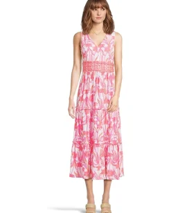 Lilly Pulitzer Skylar Midi Dress Resort White Lovely Long Stems Engineered Knit Dress Best