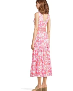 Lilly Pulitzer Skylar Midi Dress Resort White Lovely Long Stems Engineered Knit Dress Best