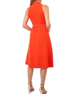 Women CeCe Sleeveless Belted Waist Midi Dress