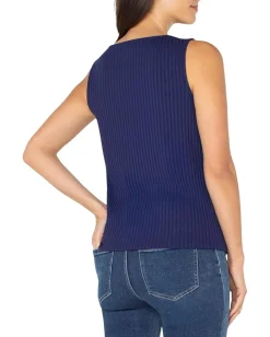 Women Liverpool Los Angeles Sleeveless Boat Neck Rib Knit Top