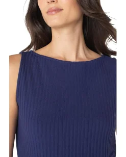 Women Liverpool Los Angeles Sleeveless Boat Neck Rib Knit Top