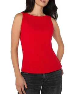 Women Liverpool Los Angeles Sleeveless Boat Neck Rib Knit Top