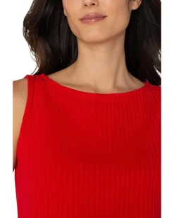 Women Liverpool Los Angeles Sleeveless Boat Neck Rib Knit Top