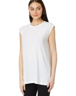 Norma Kamali SLEEVELESS BOYFRIEND CREWNECK TOP Snow White Online