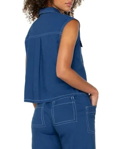 Liverpool Los Angeles Sleeveless Cargo Shirt Goddess Blue Best