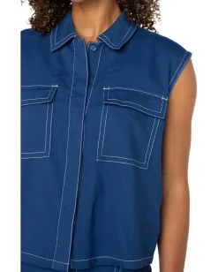 Liverpool Los Angeles Sleeveless Cargo Shirt Goddess Blue Best