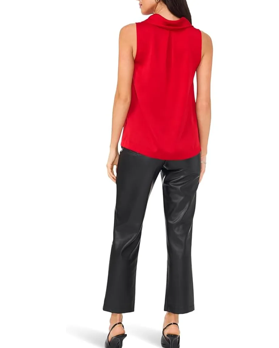 Vince Camuto Sleeveless Cowl Neck Top Bright Red Outlet