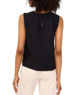 Women Vince Camuto Sleeveless Crew Neck Blouse with Center Embroidery