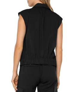 Women Liverpool Los Angeles Sleeveless Cropped Shirt With Elastic at Waist