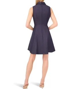 CeCe Sleeveless Fit & Flare Collared Dress Classic Navy Outlet