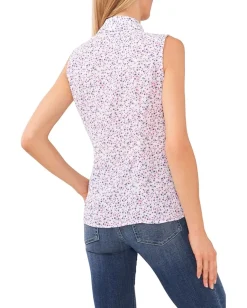 Women CeCe Sleeveless Floral Bow Blouse