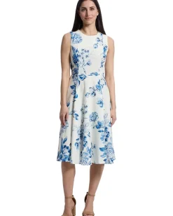 Calvin Klein Sleeveless Floral Fit And Flare Cham Multi Outlet