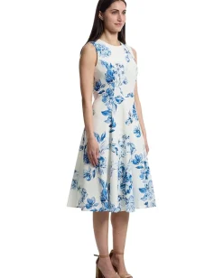 Calvin Klein Sleeveless Floral Fit And Flare Cham Multi Outlet