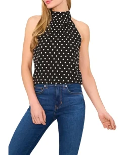 Women CeCe Sleeveless Halter Top With Back Bow