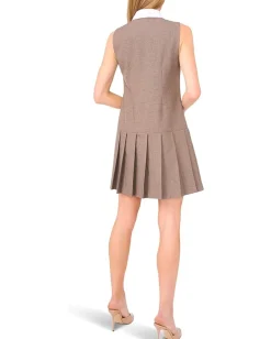 Women CeCe Sleeveless Houndstooth Pleated Dress